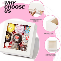 Boîtes à bonbons en carton blanc écologiques avec fenêtres en PVC, logo personnalisé imprimé en relief pour les produits de boulangerie, emballage pour la pâtisserie
