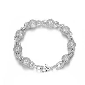 S925 Silver GRA Moissanite Disco <b>Ball</b> Beaded <b>Bracelet</b> Chunky Hip Hop Streetwear Iced Out Round Bead Link Sparkle Chain Jewelry - Product Image 5