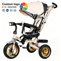 Poussette tricycle élégante pour bébé, en alliage d'aluminium, couleur personnalisée, auvent pliable, cadre léger, sécuritaire pour les enfants, capacité de charge de 15 kg