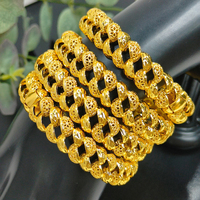 Offre Spéciale – Bracelet de Luxe Indien de Dubaï, Plaqué Or 24K, Motif Floral Creux, Bijou de Mariée