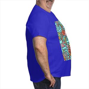 เสื้อยืดสตรีทแวร์สำหรับผู้ชายขนาดพลัสไซส์ออกแบบลายพื้นผ้าฝ้าย100% พิมพ์ลายตัดกัน - Product Image 1