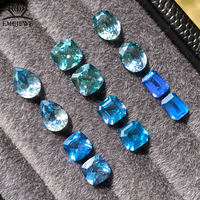 Saphir de couleur Paraiba de forme poire créé en laboratoire EMEJEWE, gemme lâche, évaluation tierce, taille calibrée pour la pose de bague de mariée