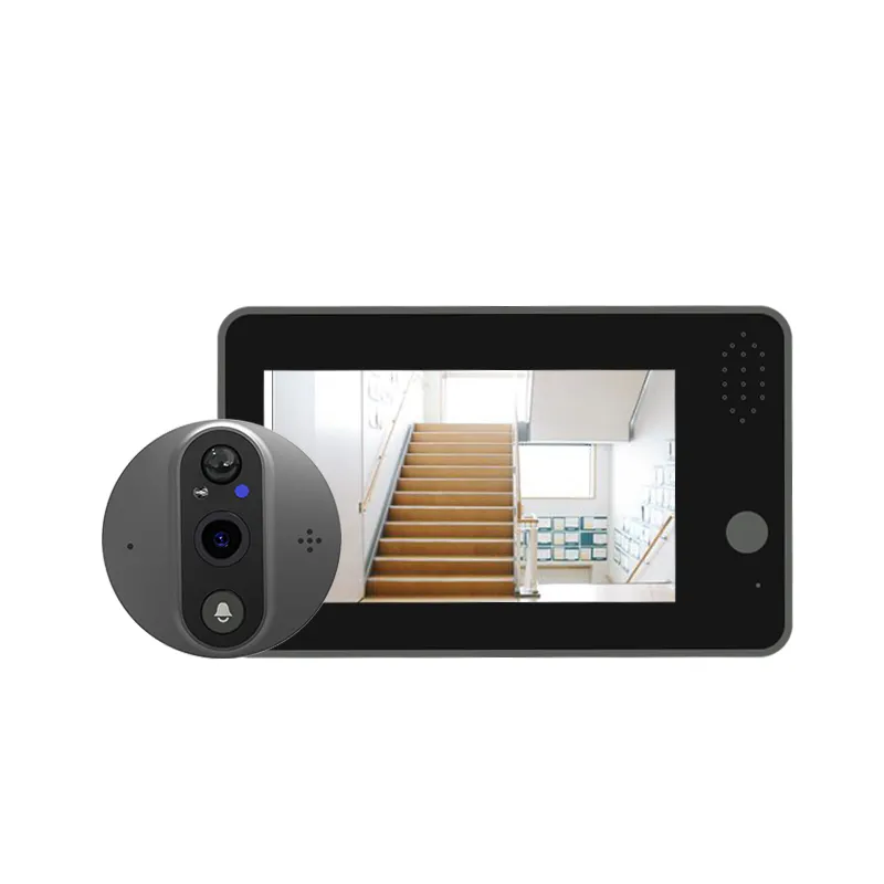 Home Security System 1080P Tuya Smart Wireless Video Door Bell Camera 4.3 Inch WiFi Peephole Viewer Battery Doorbell