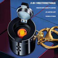 Briquet multifonctionnel miniature en métal portable avec porte-clés, rechargeable par USB, avec lampe torche LED