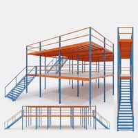 Système de rayonnage en acier pour entrepôt, mezzanine à 2 niveaux, plateforme multi-niveaux antirouille, usage industriel intensif, capacité de charge de 300 kg/m²