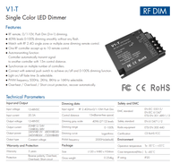 SKYDANCE 1CH 20A 12-48V RF 0-10V Push Dim 3 en 1 Contrôleur LED d'éclairage Variateur CV RF pour Bande LED Monocouleur V1-T