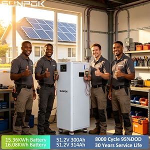 SUNPOK Paquete de Baterías LiFePO4 de 16 kWh, 51.2 V, 314 Ah, BMS Inteligente, Sistema de Almacenamiento de Energía Solar para el Hogar, Batería de Iones de Litio de 15 kW, 16 kW - Product Image 1