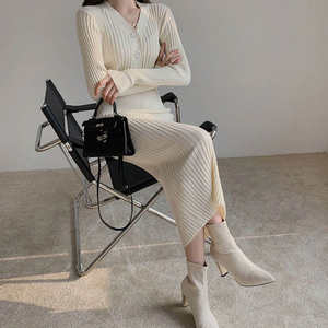 <span class=keywords><strong>Robe</strong></span> <span class=keywords><strong>pull</strong></span> midi élégante en coton de haute qualité, à col en V, ajustée, douce et <span class=keywords><strong>longue</strong></span> - Product Image 2