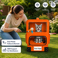 Poussette pour animaux de compagnie OVS Tracker ergonomique, respirante, à 4 roues, durable, avec fenêtre, sécurité, suivi automatique, télécommande