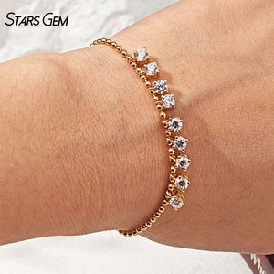 Starsgem 1.71ct 3.7mm Brilliant Cut Lab Grown Diamond DEF VS 18K Yellow <b>White</b> Solid <b>Gold</b> Unisex Trendy Diamond <b>Bracelet</b> - Product Image 3