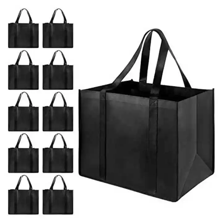 Bolsas de mano baratas Bolsas de compras no tejidas de tela reciclable impresa personalizada con logotipo para supermercado resistente