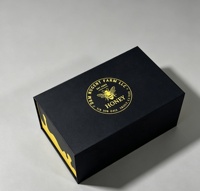 Boîte cadeau magnétique à rabat personnalisée avec logo, insert en mousse EVA antichoc noire, carton rigide de luxe, gaufrage pour pot de miel