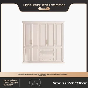 <span class=keywords><strong>Armadio</strong></span> con <span class=keywords><strong>Ante</strong></span> a Battente in Legno Massello Stile Americano, Moderno e Semplice, Lusso Leggero, per Camera da Letto, Finitura Bianca, Mobile Contenitore - Product Image 6