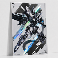 Affiche d'art personnalisée en feuille holographique/argentée, impression métallique holographique, illustration Mecha Anime/Manga, posters décoratifs pour fans