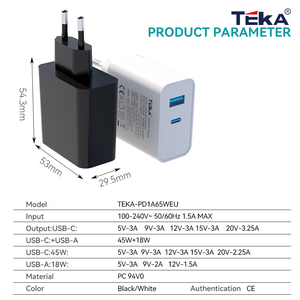 <span class=keywords><strong>Chargeur</strong></span> rapide double protocole PD QC 65W, prise EU, type C, 5V3A 9V3A 12V3A 15V3A 20V3.25A, certifié pour <span class=keywords><strong>ordinateur</strong></span> <span class=keywords><strong>portable</strong></span> et téléphone - Product Image 4