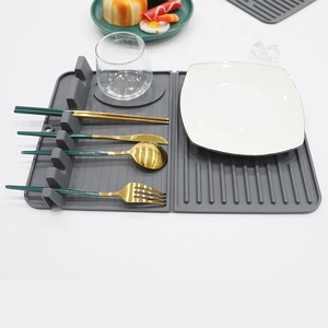 OEM ODM Customized Foldable Silicone Rack Dish Sink Drying <b>Mat</b> With Dish Stander Silicone Square Dish Drying <b>Mat</b> - Product Image 1