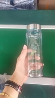 Bouteille d'eau réutilisable classique 500 ml, style tendance, en plastique transparent Tritan avec couvercle métallique