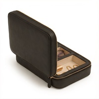 Boîte de rangement pour lunettes en cuir PU noir de luxe, 3 emplacements, organiseur de voyage portable pour lunettes, bijoux et petits objets essentiels