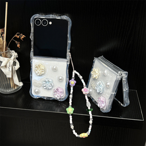 Nueva Funda de Teléfono con Borde Ondulado de Resina con Diseño de Jardín Colorido para <span class=keywords><strong>Samsung</strong></span> Z Flip 7 6 5 4 3, Diseño Moderno - Product Image 3