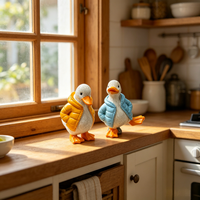 Vente directe usine : Statue de canard en résine mignonne, style doudoune, ornement de bureau, artisanat en résine