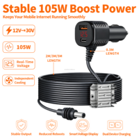 Convertidor Elevador de Voltaje Starlink Mini de 10-28V a 30V 3.5A con Cable Blindado de Cobre Puro 16AWG y Pantalla LED