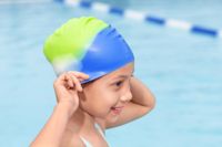 Gorro de Natación de Silicona para Niños Bestway 26049 Lil' Color Wave Edad 3+ Gorro de Natación Impermeable de Alta Calidad