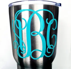 Özel kişiselleştirilmiş asma veya daire Monogram harfleri Sticker çıkartması bardaklar dizüstü bilgisayarlar Tumblers araba Windows ile uyumlu