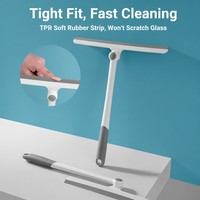 Nettoyeur de vitres manuel en forme de T, lame en caoutchouc anti-rayures, utilisation multi-surfaces, mini raclette à vitres pour la maison
