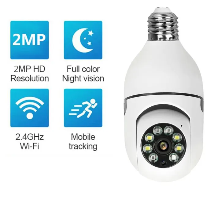 355 Degree Automatic Human Tracking Home Security CCTV IP Camera Compatible wireless wifi 1080P HD E27 Bulb Surveillance Camera