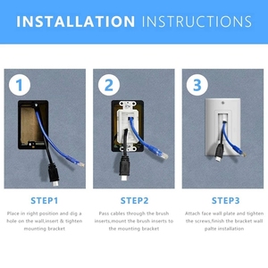 2-Pack Brush <strong>Wall</strong> <strong>Plate</strong> with Single Gang Low Voltage Mounting Bracket Cable Pass Through Insert for <strong>Speaker</strong> <strong>Wire</strong> - Product Image 4