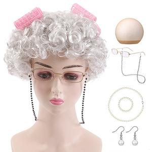7 unids/set abuela anciana vestido conjunto abuela <span class=keywords><strong>disfraz</strong></span> peluca adulto chico Halloween mascarada Cosplay fiesta <span class=keywords><strong>bruja</strong></span> decoración evento - Product Image 4