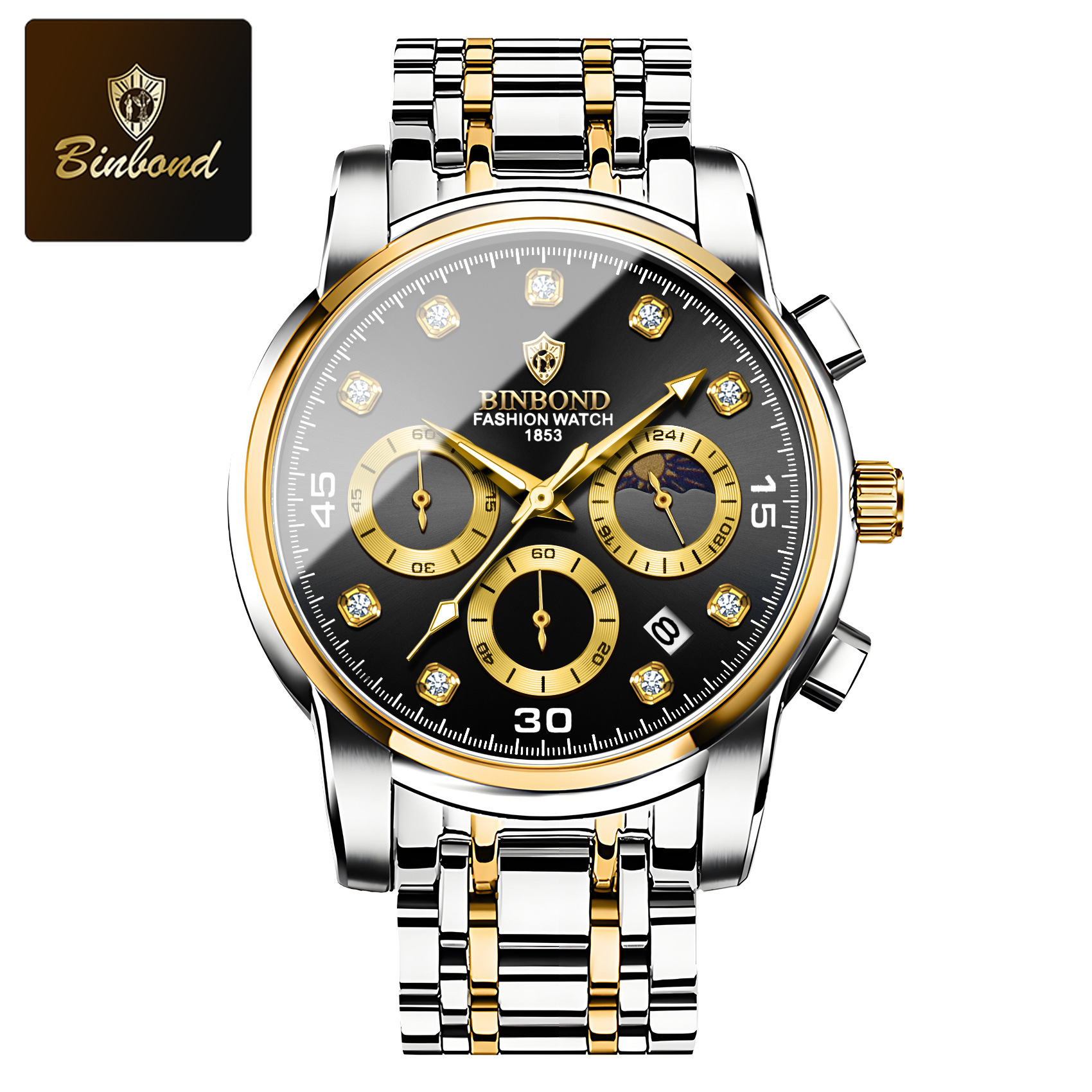 bibian BINBOND B707 Men's Luxury Business Watch - Waterproof Quartz