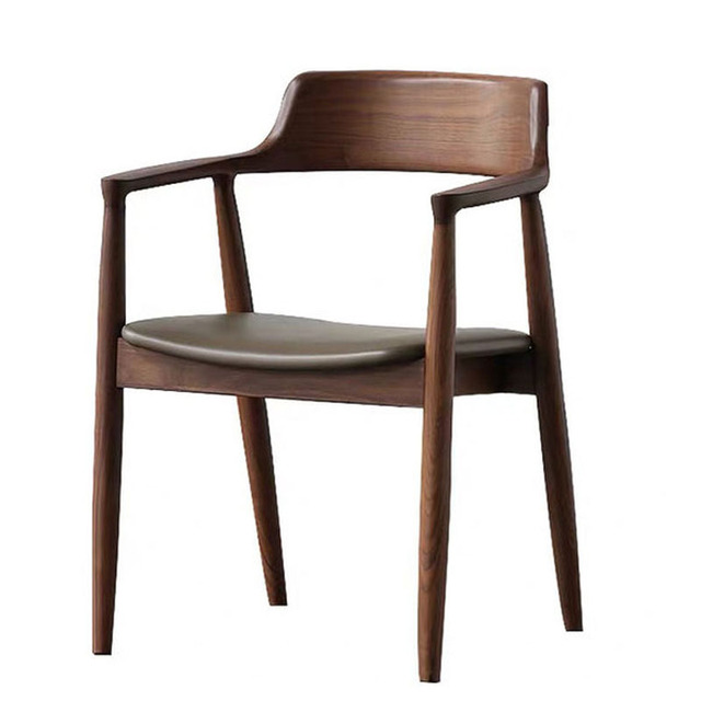 Eco-friendly Nordic Solid Wood Dining Chair with Backrest and Vintage Design