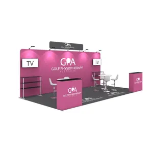 20x10 Design Custom Trade Show Fair Shelf Stand Portable Aluminum Frame Polyester Advertising Display Racks Exhibition Booth