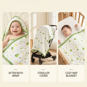 Couverture Bébé Douce 100% Coton Mousseline Imprimé Animal 6 Couches Utilisation <span class=keywords><strong>Été</strong></span> CPC REACH OEKO-TEX Disponible OEM ODM Personnalisable Vente <span class=keywords><strong>en</strong></span> Gros - Product Image 5