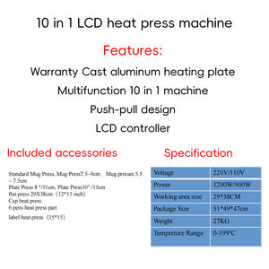 Professional LCD Controller Swing Away Heat Press Machine for Custom T Shirts Mugs Caps with Adjustable Temperature and Timer - Product Image 2