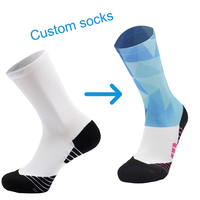 Chaussettes de football pour hommes Fastbon de qualité supérieure, antidérapantes, avec logo sur le dessous, en polyester mélangé par sublimation, vente en gros