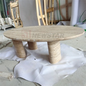 Bàn Trà Chạm Khắc Rễ Đá Tự Nhiên Ngoài Trời Ý Bàn Cà Phê Travertine Quảng Trường Sang Trọng Thiết Kế Hình Tròn Lớn Hiện Đại - Product Image 6