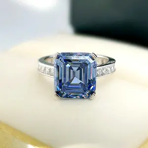 925 Sterling Silver Jewelry Latest Design Jewelry Tanzanite Asscher Cut Stones Engagement Ring Wedding Ring
