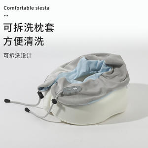 Almohada de viaje portátil con memoria viscoelástica en forma de U para coche, avión, oficina, siesta, soporte ligero, diseño sólido - Product Image 5