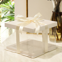 Boîte à gâteau jetable transparente en PET et papier 10x10x10 pour anniversaires et mariages (vente en gros)