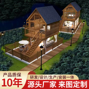 Cabane d'été en bois traité thermiquement, style traditionnel, pour le camping en plein air - Product Image 4