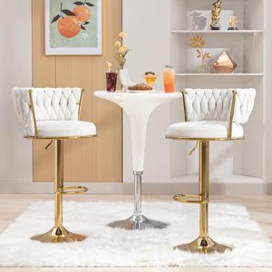 Sillas de Bar de Diseño Moderno y Elegante Estilo Nórdico en Terciopelo <span class=keywords><strong>Blanco</strong></span> con Detalles Dorados, Sillas Altas para Comedor, Lujosas Sillas de Bar de Terciopelo - Product Image 4