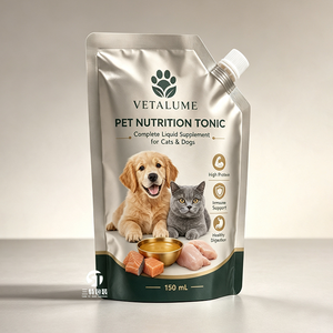 Bolsas personalizadas impresas para bebidas de suplementos para mascotas, con boquilla aluminizada de grado alimenticio, tipo stand-up, para caldo de hueso de perro, leche para cachorros y líquidos. - Product Image 4