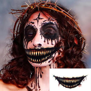 Autocollant de tatouage temporaire 3D créatif d'<span class=keywords><strong>horreur</strong></span> pour Halloween 2024, visage à grande bouche, imperméable, <span class=keywords><strong>maquillage</strong></span> amusant pour le bras, fournitures de fête pour les vacances - Product Image 2