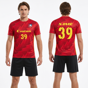 ชุดเสื้อและกางเกงฟุตบอลโพลีเอสเตอร์ 100% ระบายอากาศได้ดี ราคาขายส่ง รับสกรีนชื่อและโลโก้ แห้งเร็ว คุณภาพสูง - Product Image 1