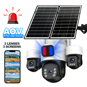 Hot 12MP aov không dây CCTV IP <span class=keywords><strong>Camera</strong></span> 3 ống kính 3 màn hình mạng wifi IP66 không thấm nước đầy đủ màu sắc tầm nhìn ban đêm 4 gam năng lượng mặt trời máy ảnh - Product Image 1
