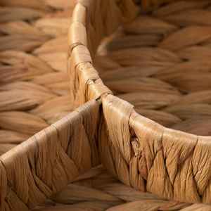 Panier de rangement décoratif en jonc de mer naturel tressé style bohème, plateau de service rond à compartiments, centre de table - Product Image 5