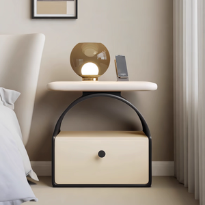Luxury Black White Mid Century Inspired Nightstand <strong>Circular</strong> <strong>Table</strong> with Metal Legs Modern Accent Sofa <strong>Bedside</strong> <strong>Table</strong> - Product Image 3