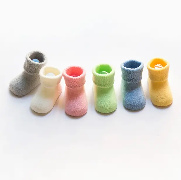 Fashion Cute 100% cotton knit non slip rubber soles winter warm Shoe Infant Baby Socks